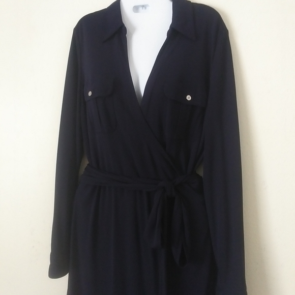 Lauren Ralph Lauren Navy Blue Wrap Dress - Picture 8 of 14